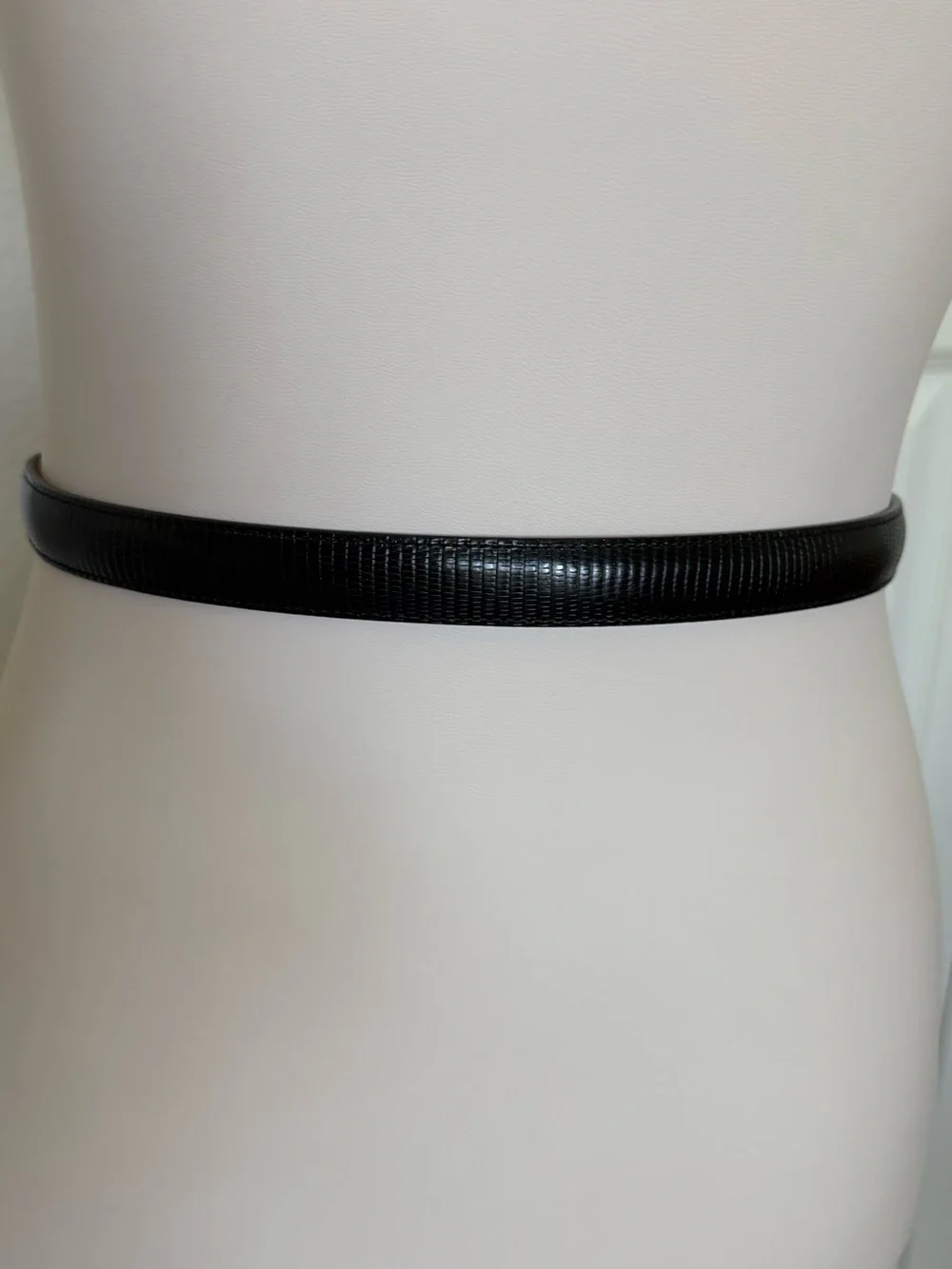Brighton “Classics” Black Lizard-Embossed Leather Belt — Solid Brass Buckle 26